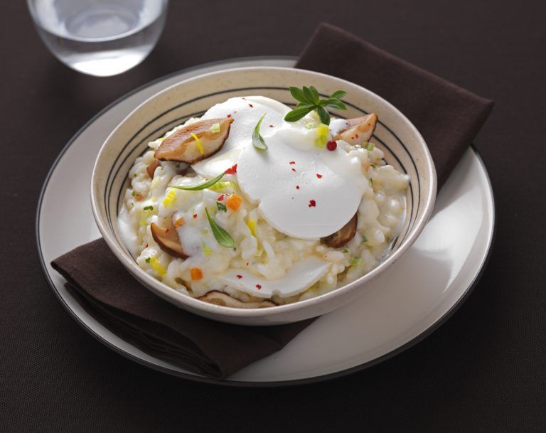 Risotto aux Cèpes et Chèvre Frais Soignon