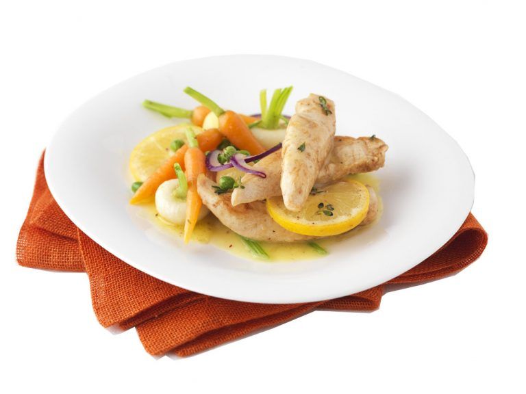 Aiguillettes de poulets et petits légumes Grand Fermage