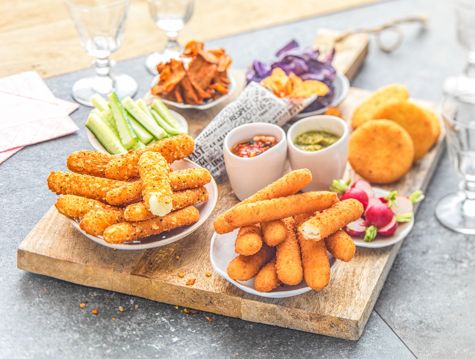 Planche de Tapas Finger Food Mozzarella et Chèvre Recette Eurial FSI