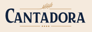 Logo Cantadora bleu et doré - fond beige